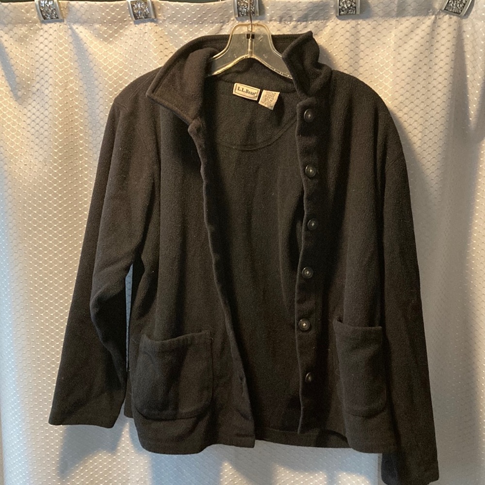 Woman’s black button down sweater L.L. Bean